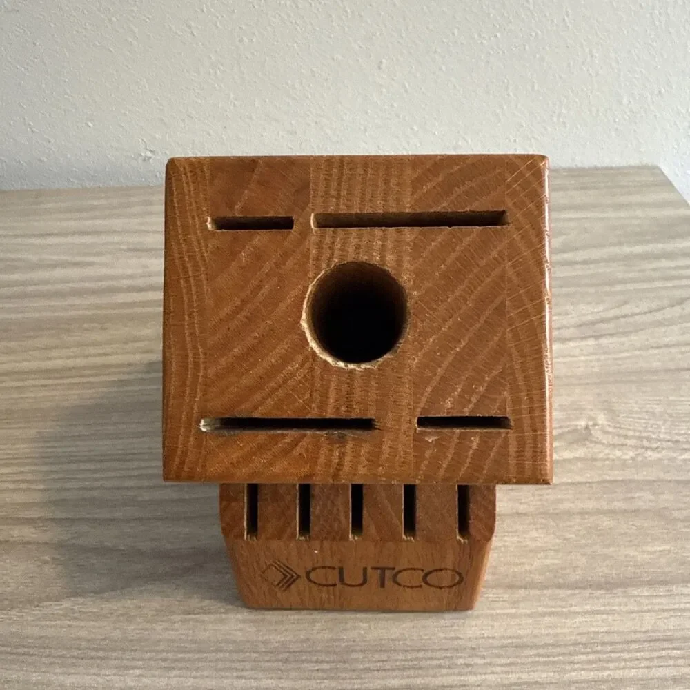 Cutco‎ 10 Slot Knife Block Honey Oak Holds 9 Knives + Sharpener Hole Made in USA